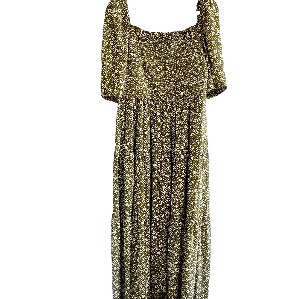Ann Taylor Green Floral Maxi Dress